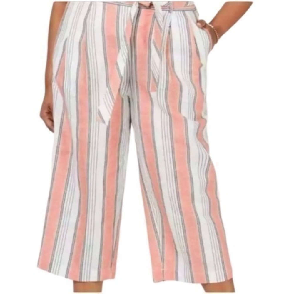 Tommy Hilfiger Striped Linen Cropped Pants